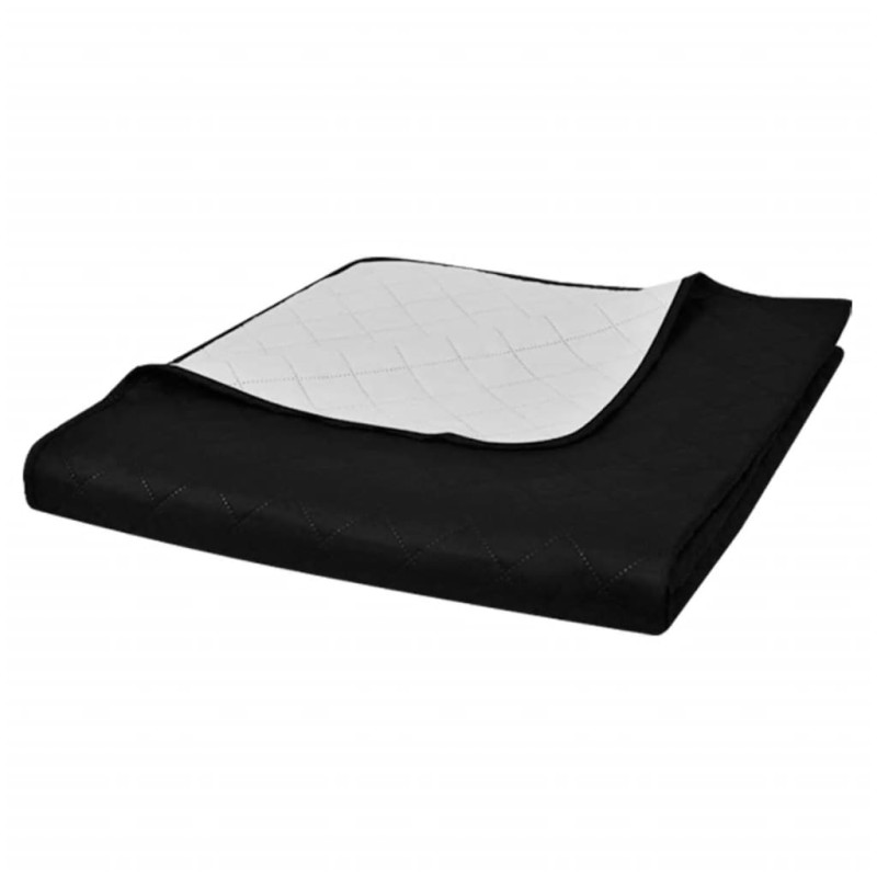 vidaXL Copriletto Trapuntato a Doppia Faccia Nero/Bianco 170 x 210 vidaXL Copriletto Trapuntato a Doppia Faccia Nero/Bianco 170 x 210