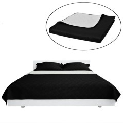 vidaXL Copriletto Trapuntato a Doppia Faccia Nero/Bianco 170 x 210
