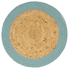 vidaXL Tovagliette 4 pz Naturale e Verde 38 cm in Juta e Cotone