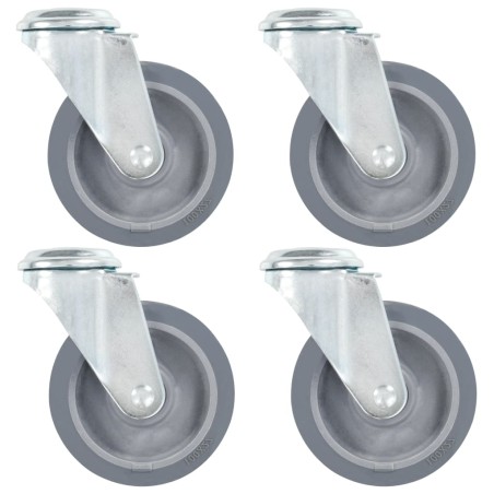 vidaXL Ruote Girevoli con Foro per Bulloni 4 pz 100 mm