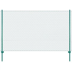 vidaXL Rete per Recinzione con Pali in Acciaio 25x1,5 m Verde