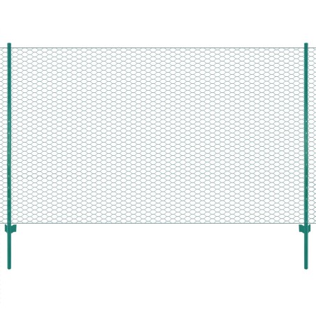 vidaXL Rete per Recinzione con Pali in Acciaio 25x1,5 m Verde