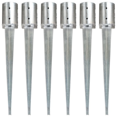 vidaXL Picchetti di Terra 6 pz Argento 10x76 cm in Acciaio Zincato