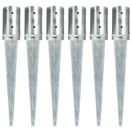 vidaXL Picchetti di Terra 6 pz Argento 8x61 cm in Acciaio Zincato