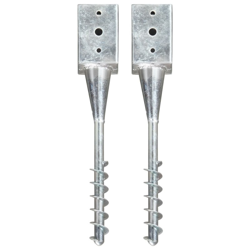 vidaXL Picchetti di Terra 2 pz Argento 9x9x56 cm in Acciaio Zincato vidaXL Picchetti di Terra 2 pz Argento 9x9x56 cm in Acciaio Zincato