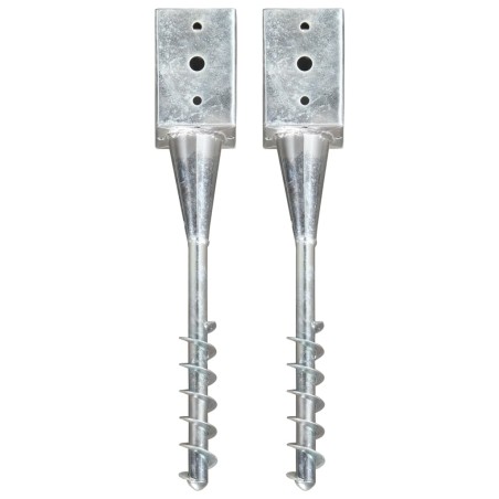 vidaXL Picchetti di Terra 2 pz Argento 9x9x56 cm in Acciaio Zincato
