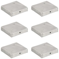 vidaXL Tappi per Pali a Piramide 6 pz in Metallo Zincato 91x91 mm