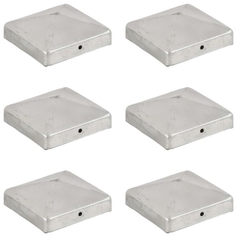 vidaXL Tappi per Pali a Piramide 6 pz in Metallo Zincato 91x91 mm vidaXL Tappi per Pali a Piramide 6 pz in Metallo Zincato 91x91 mm