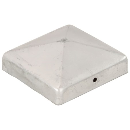 vidaXL Tappi per Pali a Piramide 6 pz in Metallo Zincato 91x91 mm