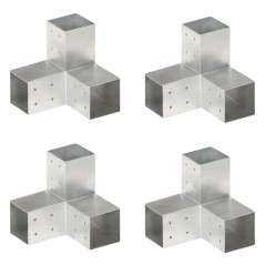 vidaXL Connettori per Pali a Forma di Y 4 pz Metallo Zincato 81x81 mm