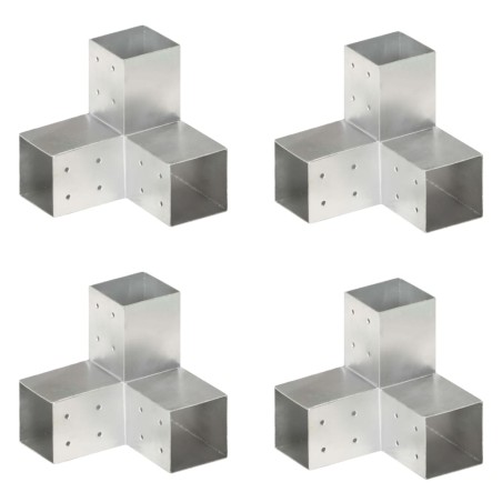 vidaXL Connettori per Pali a Forma di Y 4 pz Metallo Zincato 81x81 mm