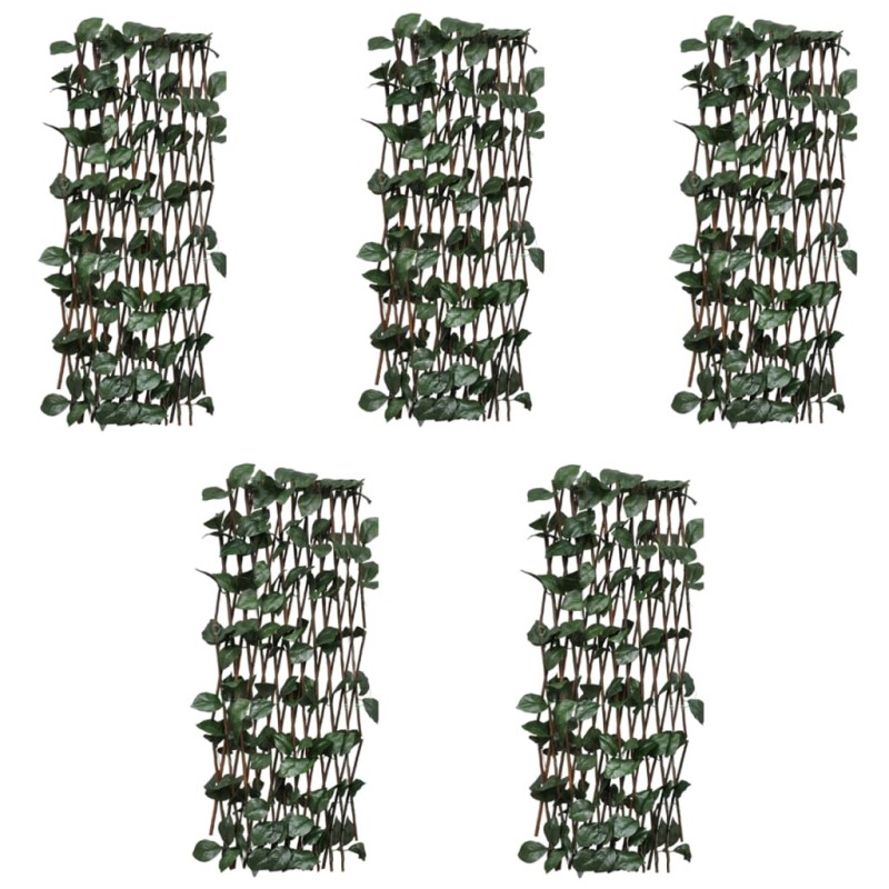 vidaXL Recinto in Salice a Traliccio 5 pz Foglie Artificiali 180x60 cm