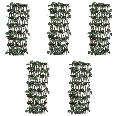 vidaXL Recinto in Salice a Traliccio 5 pz Foglie Artificiali 180x60 cm