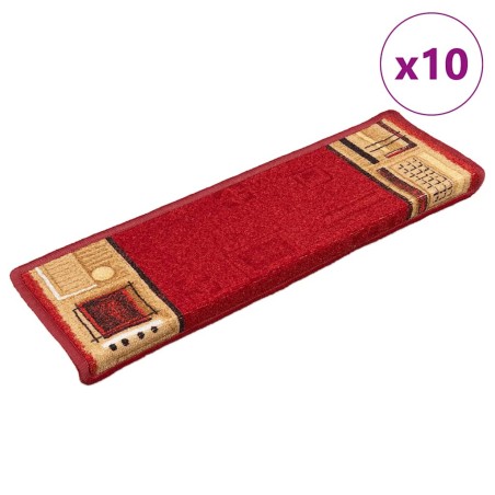 vidaXL Tappetini per Scale Autoadesivi 10 pz 65x21x4 cm Rossi