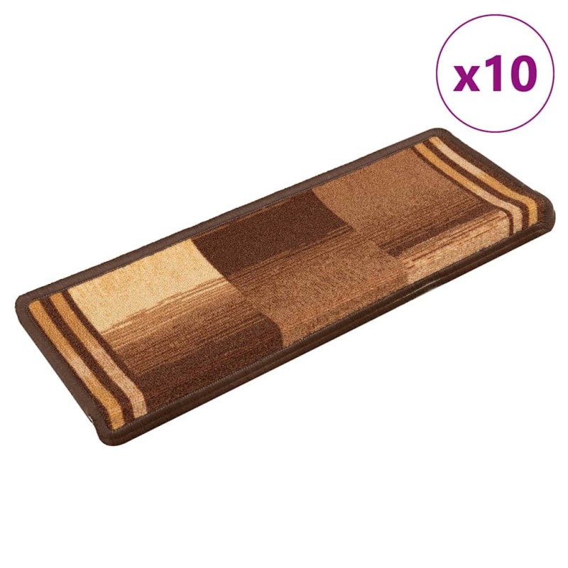 vidaXL Tappetini per Scale Autoadesivi 10 pz 65x21x4 cm Marroni