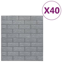 vidaXL Carta da parati 3D Motivo a Mattoni Autoadesiva 40 pz Antracite