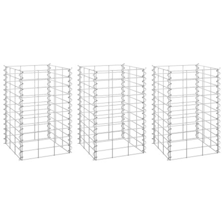 vidaXL Fioriere Rialzate a Gabbione 3 pz 30x30x50 cm in Ferro