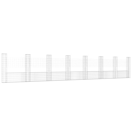 vidaXL Gabbione a U con 8 Pali in Ferro 860x20x150 cm