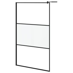 vidaXL Parete Doccia Walk in 115x195cm Vetro Semi Smerigliato ESG Nero