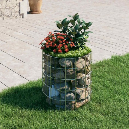 vidaXL Palo Gabbione Circolare in Acciaio Zincato Ø50x50 cm