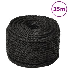 vidaXL Corda da Lavoro Nera 24 mm 25 m in Polipropilene