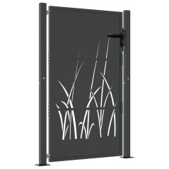 vidaXL Cancello Giardino Antracite 105x130 cm in Acciaio Design Erba