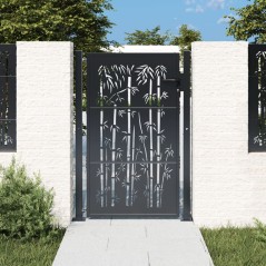 vidaXL Cancello Giardino Antracite 105x130 cm in Acciaio Design Bambù