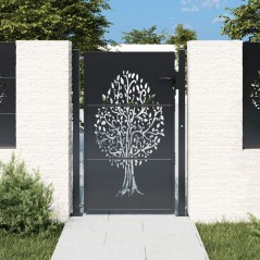 vidaXL Cancello Giardino Antracite 105x130 cm in Acciaio Design Albero