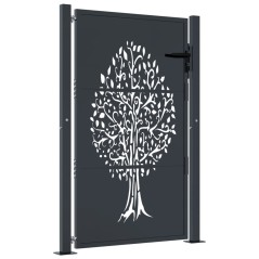 vidaXL Cancello Giardino Antracite 105x130 cm in Acciaio Design Albero