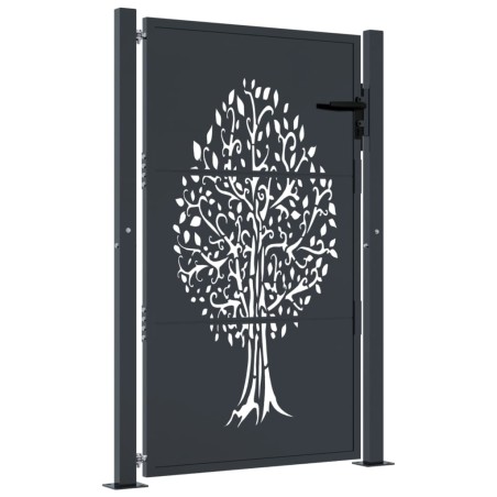 vidaXL Cancello Giardino Antracite 105x130 cm in Acciaio Design Albero