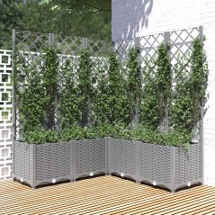 vidaXL Fioriera Giardino con Graticcio Grigio Chiaro 120x120x136cm PP