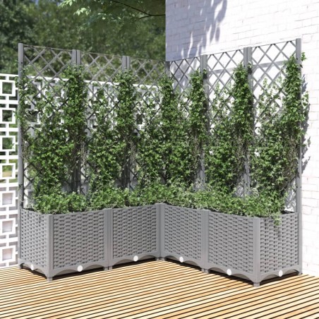 vidaXL Fioriera Giardino con Graticcio Grigio Chiaro 120x120x136cm PP