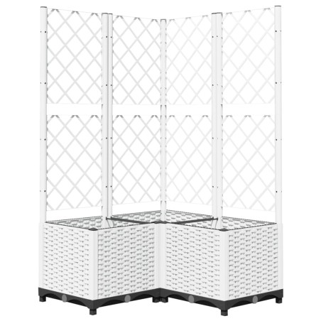 vidaXL Fioriera da Giardino con Graticcio Bianco 80x80x136 cm PP