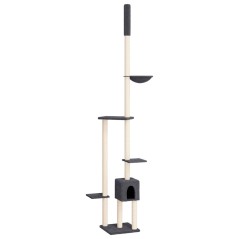 vidaXL Albero per Gatti Pavimento Soffitto Grigio Scuro 258,5-284,5 cm
