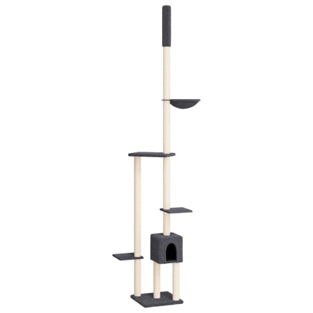 vidaXL Albero per Gatti Pavimento Soffitto Grigio Scuro 258,5-284,5 cm