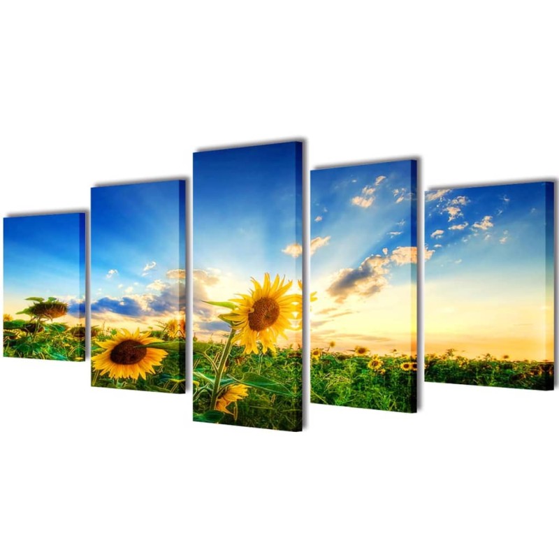 vidaXL Set Stampa su Tela da Muro Girasole 200 x 100 cm vidaXL Set Stampa su Tela da Muro Girasole 200 x 100 cm