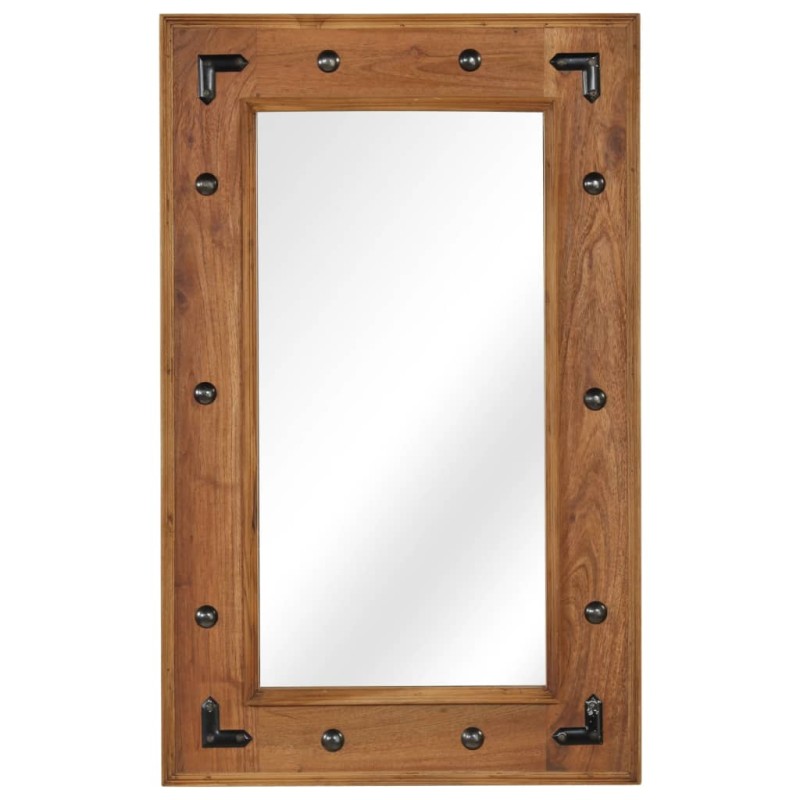 vidaXL Specchio in Legno Massello di Acacia 50x80 cm