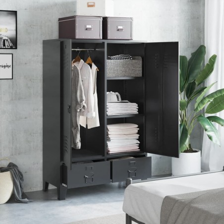 vidaXL Armadio Industriale Nero 90x40x140 cm in Acciaio