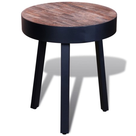 vidaXL Tavolino Laterale Rotondo in Legno di Teak di Recupero 