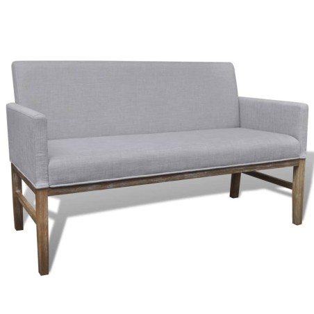 vidaXL Panca con Cuscino Imbottito Tessuto Legno Hevea Grigio Chiaro 