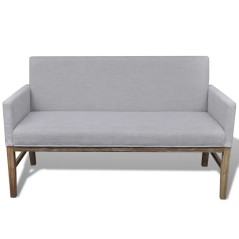 vidaXL Panca con Cuscino Imbottito Tessuto Legno Hevea Grigio Chiaro 