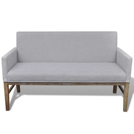 vidaXL Panca con Cuscino Imbottito Tessuto Legno Hevea Grigio Chiaro 