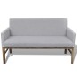 vidaXL Panca con Cuscino Imbottito Tessuto Legno Hevea Grigio Chiaro vidaXL Panca con Cuscino Imbottito Tessuto Legno Hevea Grigio Chiaro