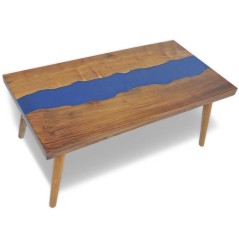 vidaXL Tavolino da Salotto in Legno di Teak e Resina 100x50x40 cm