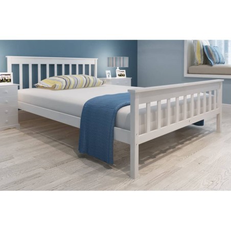 vidaXL Letto con Materasso in Massello di Pino 140x200 cm 