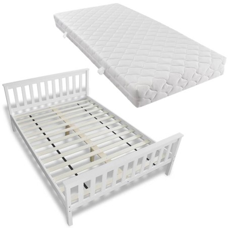 vidaXL Letto con Materasso in Massello di Pino 140x200 cm 