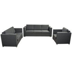 vidaXL 3 Pz Set di Divani in Stoffa Grigio Scuro 