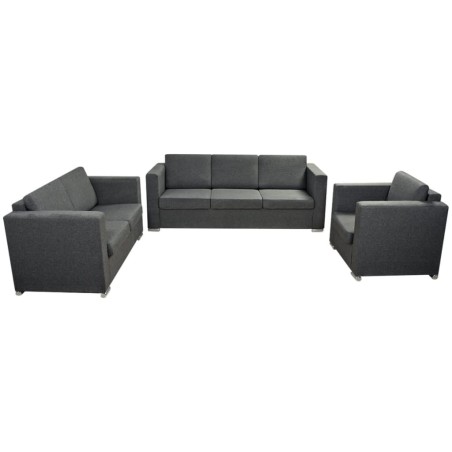 vidaXL 3 Pz Set di Divani in Stoffa Grigio Scuro 
