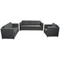 vidaXL 3 Pz Set di Divani in Stoffa Grigio Scuro vidaXL 3 Pz Set di Divani in Stoffa Grigio Scuro
