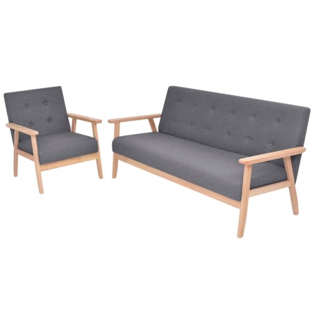 vidaXL Set di Divani 2 pz in Tessuto Grigio Scuro
